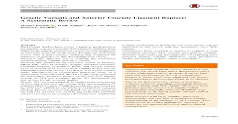 acl tears genetic testing|genetic variants for acl tear.